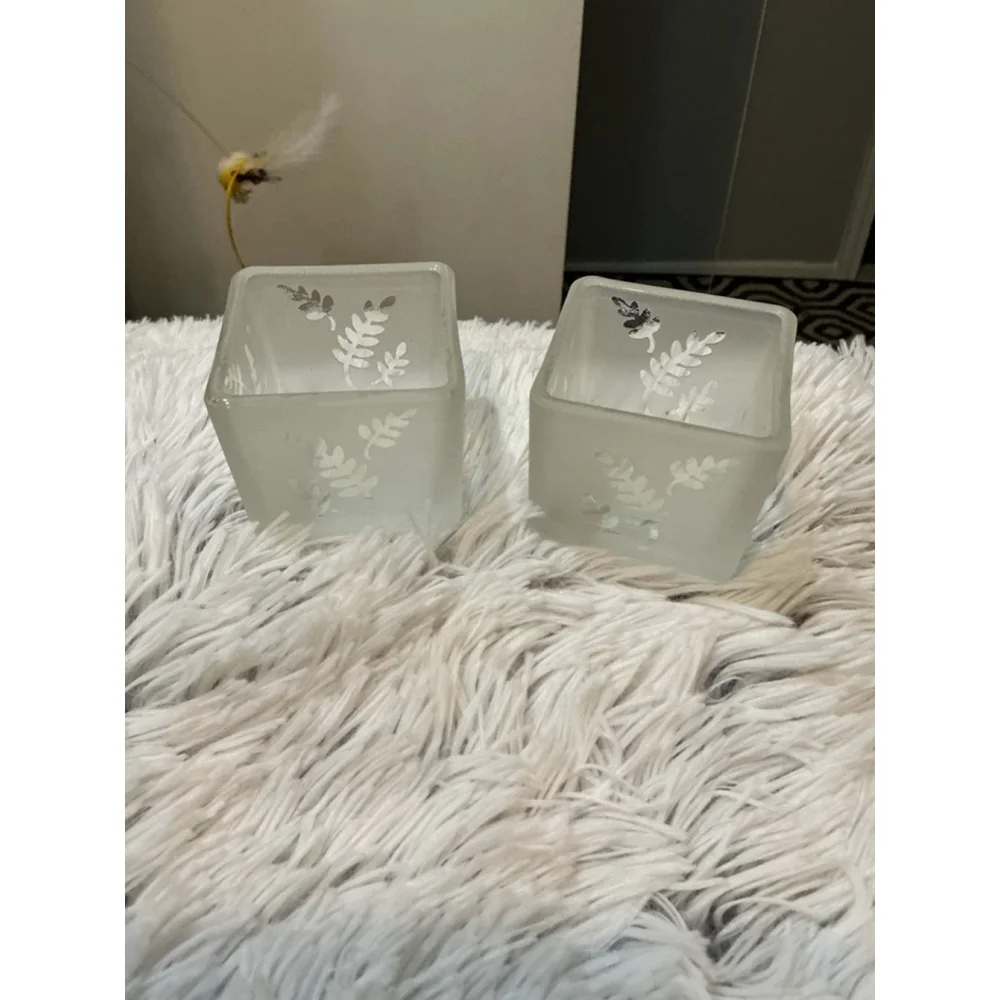 PartyLite Square Frosted Glass Votive Holders Set of 2 — Gift Ready - Picture 5 of 13
